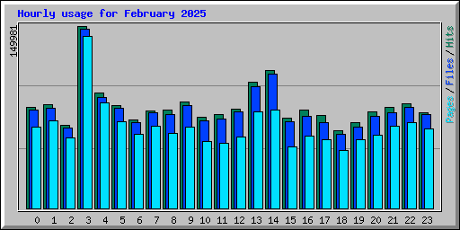 Hourly usage for February 2025