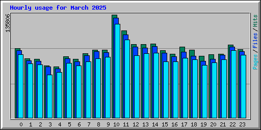 Hourly usage for March 2025